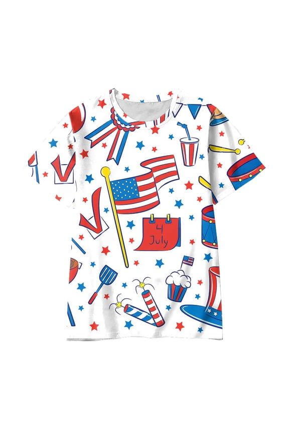 Boys Tshirts,Boys 4th of July Shirt USA Flag Patriotic Fourth of July Shirts for Kids Indenpendence Day T Shirts Casual Cotton Short Sleeve Round Neck Tshirt