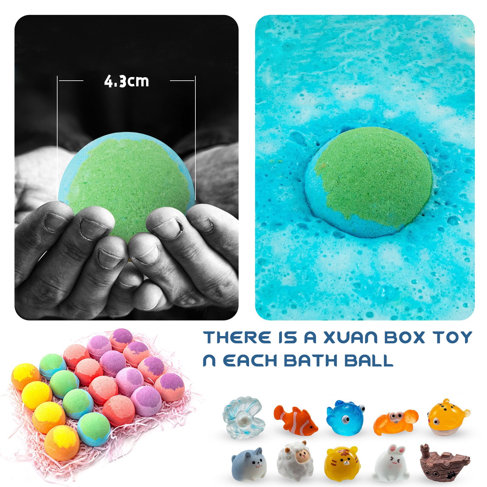 Bath bomb for Kids with Surprise Toys Inside, 20 Pcs Bath bomb, Easter Basket Stuffers, Easter Gifts for Kids, Bubbles for Kids, Bath Toys for Kids