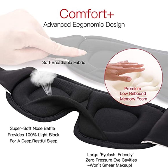 Antifaz para dormir para mujeres y hombres, antifaz de copa contorneada 3D para dormir y vendar los ojos, antifaz para dormir nocturno moldeado cóncavo