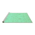 thumbnail image 2 of Ahgly Company Machine Washable Indoor Round Oriental Turquoise Blue Modern Area Rugs, 8' Round, 2 of 4