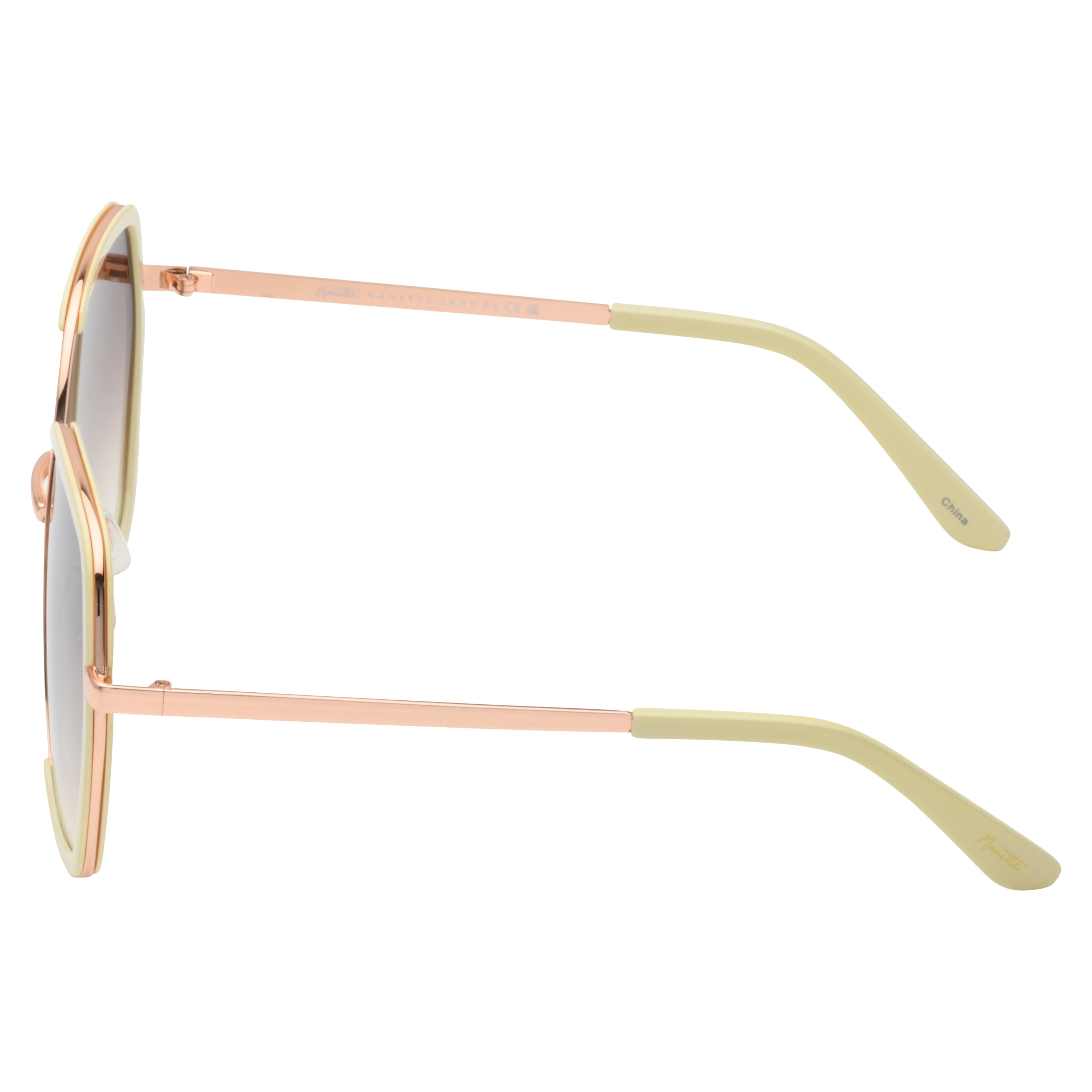 Nanette Lepore Women's NN382 Metal UV400 Protective Geometric Hexagonal Fashion Sunglasses, 63mm