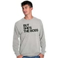 thumbnail image 6 of Funny Couples Set She's the Boss Men's Long Sleeve Tee T Shirt Brisco Brands S, 6 of 7