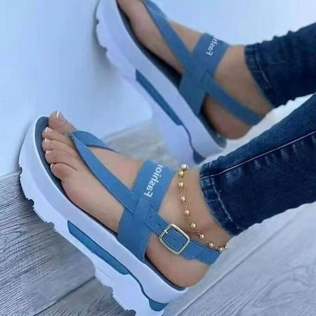 

Summer Chunky Heel Women Outdoor Slippers Thick Platform Sole Casual Leisure Beach Height Increasing Flop Flips Ladies Shoes