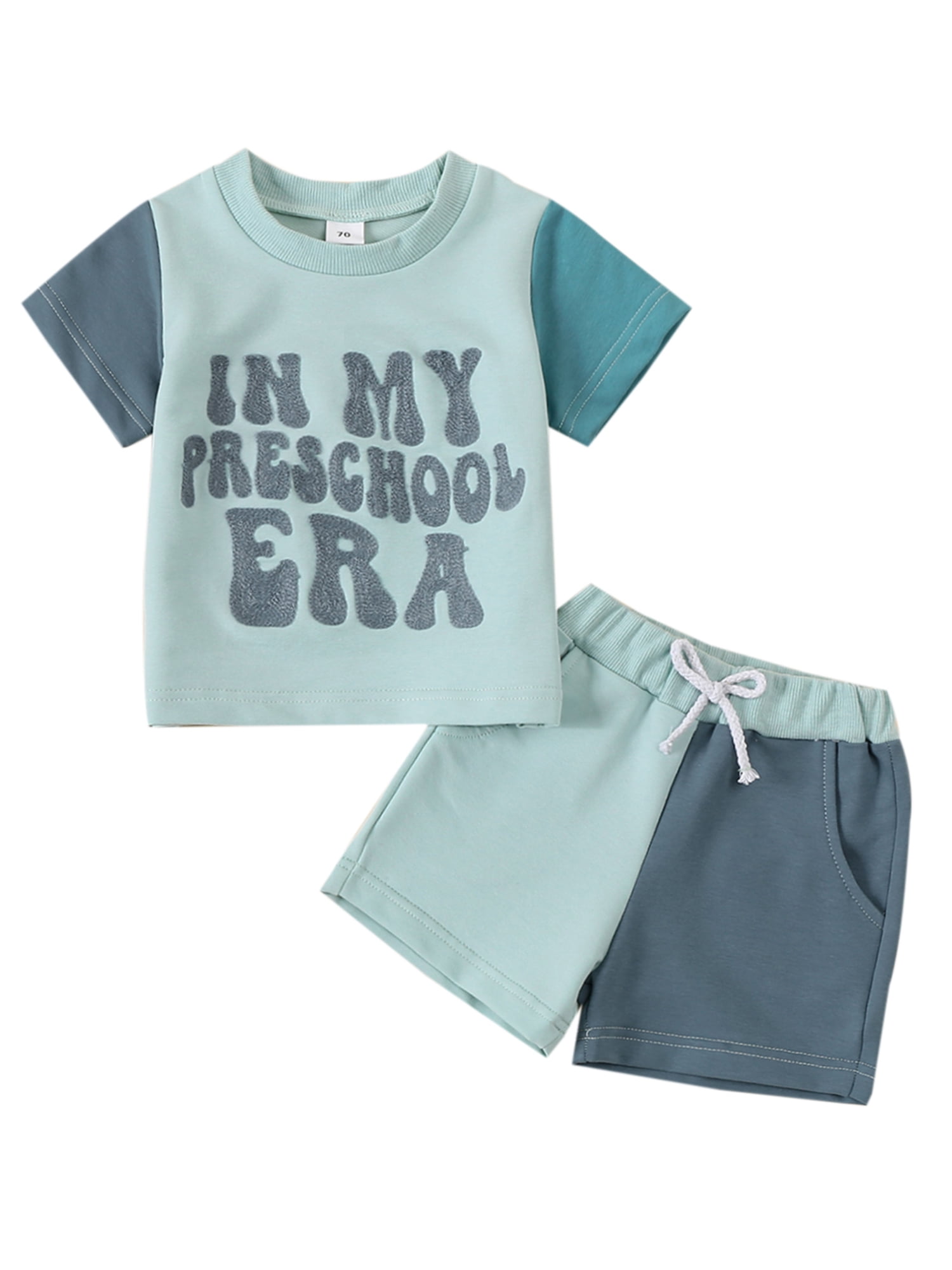 Txlixc Kid Toddler Boy Summer Shorts Clothes Outfits ,2-6 Years Old Short Sleeve Letter Embroidery T-Shirt and Pocket Shorts Set