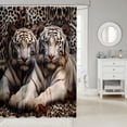 thumbnail image 2 of Tiger Print Bathroom Shower Curtain Sets Cheetah Leopard Print Shower Curtain Teens Adults, 3D White Tiger Fabric Shower Curtain Wild Safari Animal Bathroom Accessories 72"Wx72"L, 2 of 4