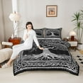 thumbnail image 4 of jejeloiu Tree Of Life Queen Comforter Set,Gray Black Bedding Comforter Set For Girls Kids Reversible 3 Pieces, 4 of 8