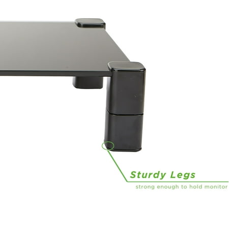 Mind Reader - 4 Leg Glass Monitor Stand - Black