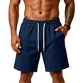 thumbnail image 2 of Sewkxo Men's Baggy Sweat Shorts 7" Cotton Summer Athletic Casual Shorts with Pockets,Navy L, 2 of 8