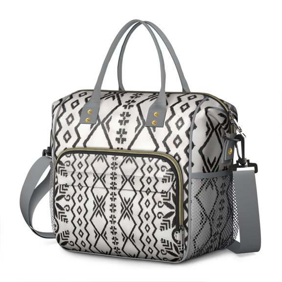 Hippie Retro Style Symmetrical Cooler Bag - Multi-Pocket Thermal Picnic Tote