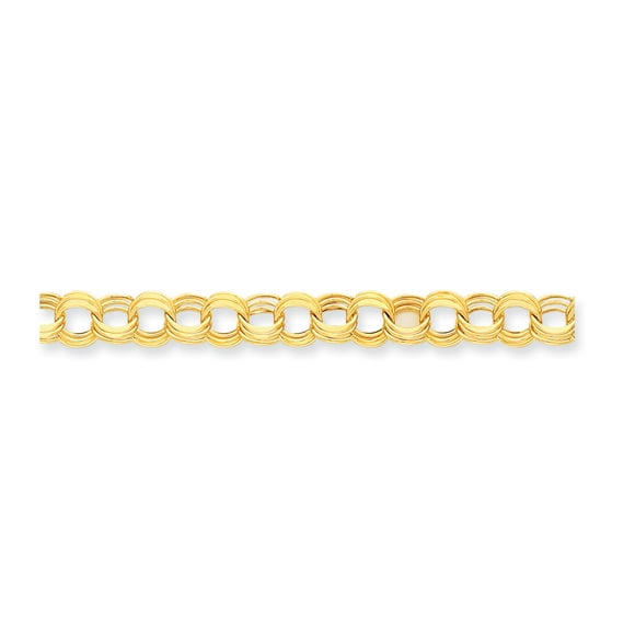14K Yellow Gold Lite 11mm Triple Link Charm Bracelet