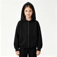 thumbnail image 2 of Gubotare Girls Zip Up Hoodies Teen Fleece Full-Zip Sweatshirts Jacket Casual Fall Hoodie with Pocket Black,Size 13-14 Years, 2 of 7