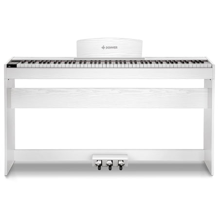 Donner DDP-50 LITE 88-Key Weighted Digital Piano for Beginners, Full Size Electric Piano with Music Stand, Power Adapter, Sustain Pedal, Built-in Lessons, 1000 Tones & Rhythms, White