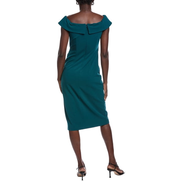 aidan mattox midi dress Aidan Mattox Stretch Crepe Pleated Back Cape Midi Dress