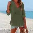 thumbnail image 2 of GZWYHT Womens Hoodies Beach Cover Up，Boho Peasant Gauze Blouses Shirts For Women Trendy Cotton Blouses For Women Oversized Tshirts For Women Summer Vacation Top Green 2XL, 2 of 7