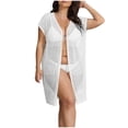 thumbnail image 2 of Xysaqa Women Crochet Beach Cover Up Open Front Kimono Cardigan Hollow Out Short Sleeve Beach Bikini Coverup for Women, 2 of 6
