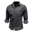 thumbnail image 4 of Men's Corduroy Button Down Shirts Lightweight Long Sleeve Shacket Jackets with Pockets Casual Comfy for Work to Weekend Outdoor, 4 of 7
