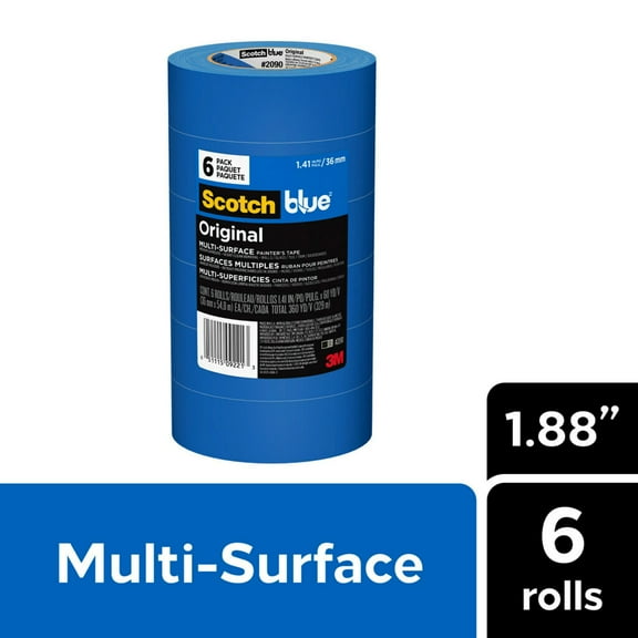 Scotch Blue Painter's Tape, 1.88 in. x 60 yd., 6 Pack, Original Multi-Surface, Paint Supplies