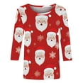 thumbnail image 5 of successthop Womens Christmas Top Ugly Graphic Santa Plus Size 3/4 Sleeve Shirts Lightweight Crewneck Party Clothes, 5 of 7