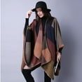 thumbnail image 3 of Capas para mujer, ropa de otoño estilo capa, cárdigans bohemios delanteros, capas a cuadros de gran tamaño, 3 of 3