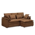 thumbnail image 7 of PPorfamilia Sectional Sleeper Sofa with Ottoman, Chenille Modular Deep Seat Sofa Couch, Comfy Upholstered Furniture for Living Room, Apartment, Studio, Office, Brown, 7 of 7