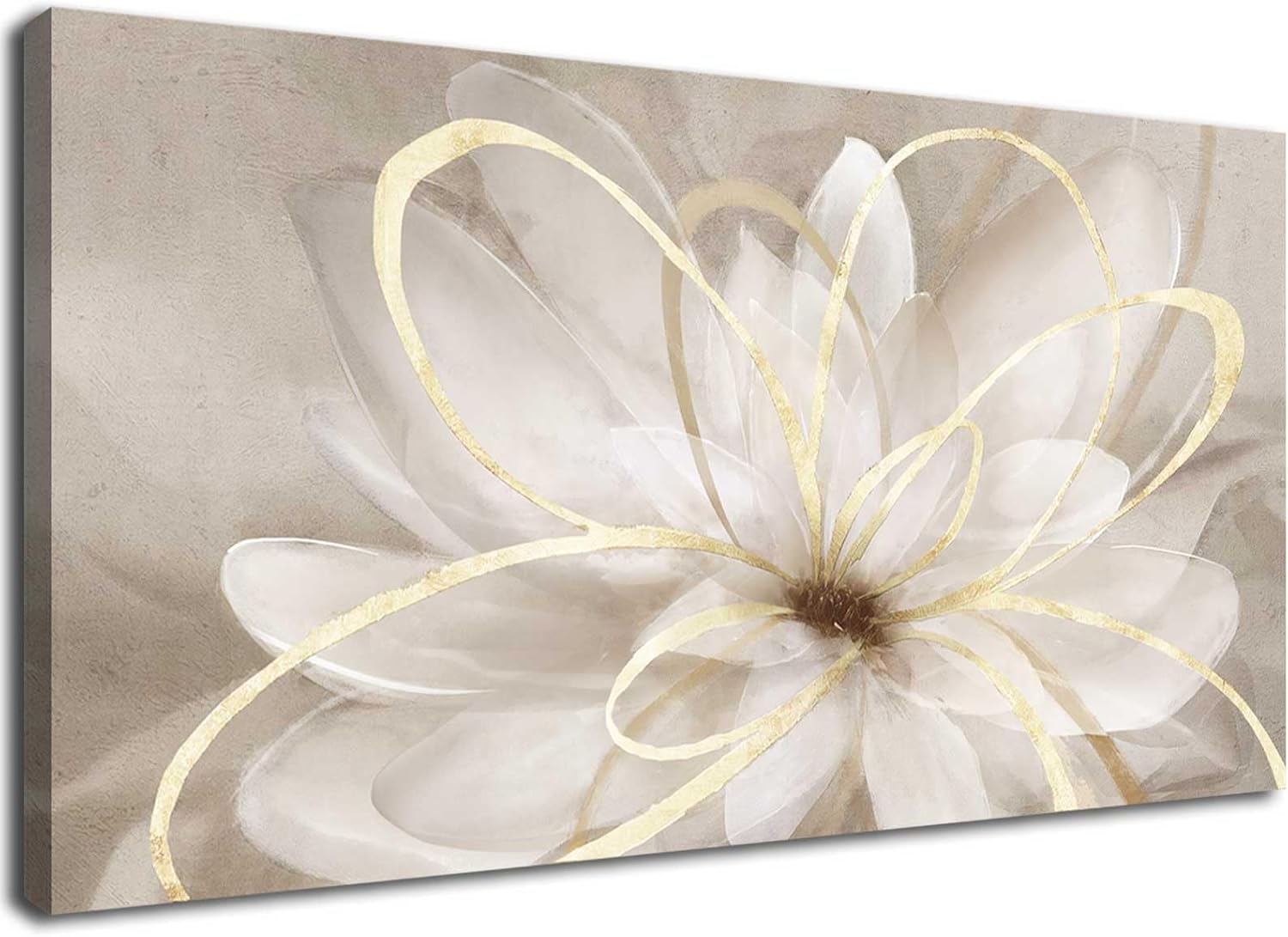 CDDposter Large Painting Flower Canvas Wall Art for Living Room 30"x60" Gold Wall Decor Line Art Picture Wall Decor for Girls Bedroom Dining Room Kitchen