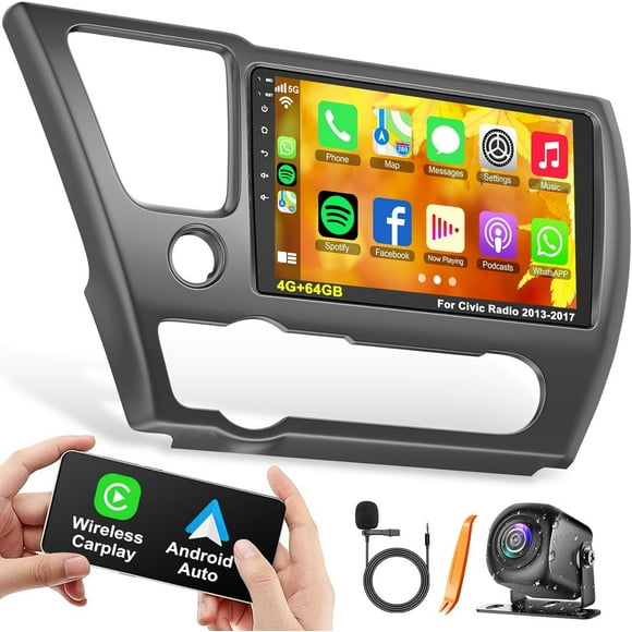 [Radio de coche] B4U Android 13 de 4 GB de RAM y 64 GB de ROM para Honda Civic 2013-2017