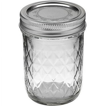 Ball Quilted Crystal Jelly Jar with Lid and Band, Regular Mouth, 8 Ounces, 12 Count