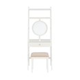 thumbnail image 3 of Linon Mandy Leaning Vanity Padded Stool Round Mirror & Drawer in White Wood, 3 of 16