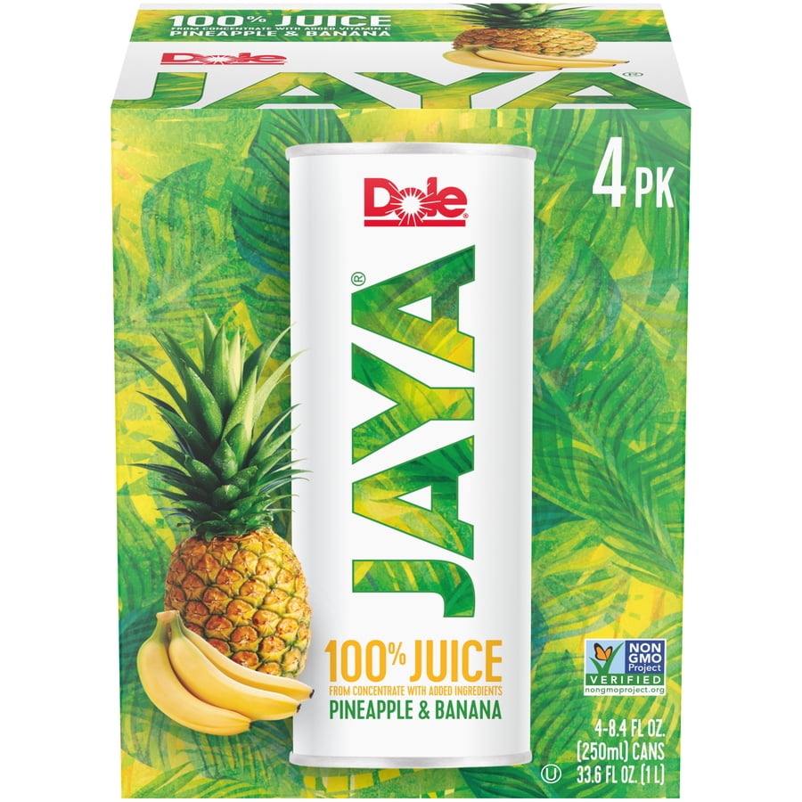 Dole Jaya 100 Pineapple & Banana Juice, 8.4 Fl. Oz., 4 Count Walmart