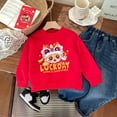 thumbnail image 3 of GYRATEDREAM Infant Toddler Baby Fleece Lined Sweatshirt Pullover Boys Girls Long Sleeve Red Festive Graphic Print Hoodies Kids Thickened Warm Tops for 6 Months-7 Years, 3 of 7