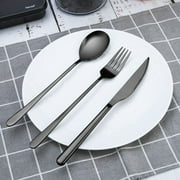 Hecef 11-Piece Flatware Set, Portable Stainless Steel Silverware Set with Black Titanium Coating
