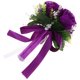 thumbnail image 4 of Ramo de flores artificiales, ramo de rosas falsas para dama de honor, ramo de novia hecho a mano con cinta de seda para centros de mesa de boda morados., 4 of 8