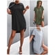 thumbnail image 3 of Vestido, Vestido con capucha para mujer Mini vestido casual de manga corta Meterk Negro/Pequeña, 3 of 7