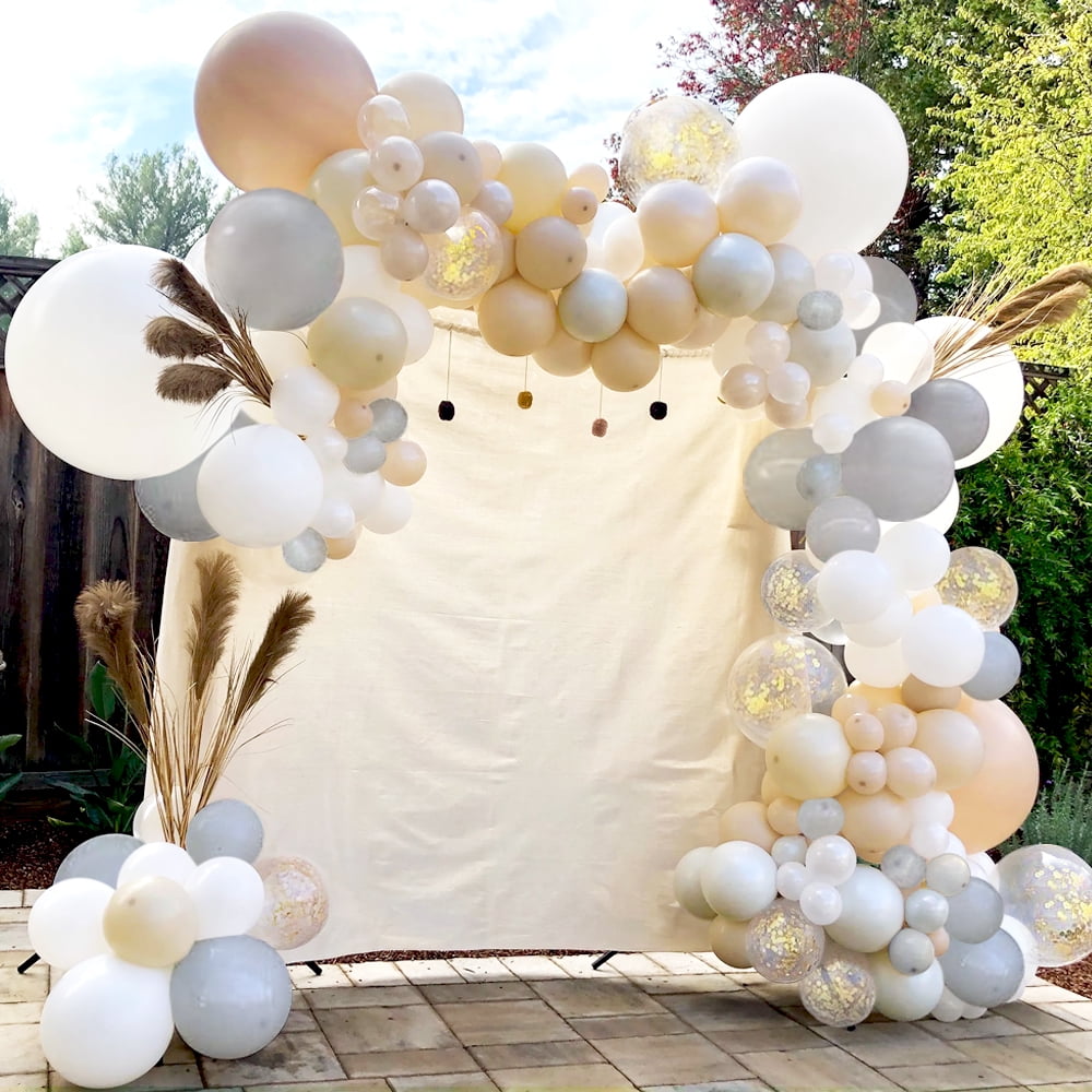 Neutral Balloon Garland Kit Arch with Matte Sand, Gray, Nude Beige Brown,  White, Gold Balloons Decorations
