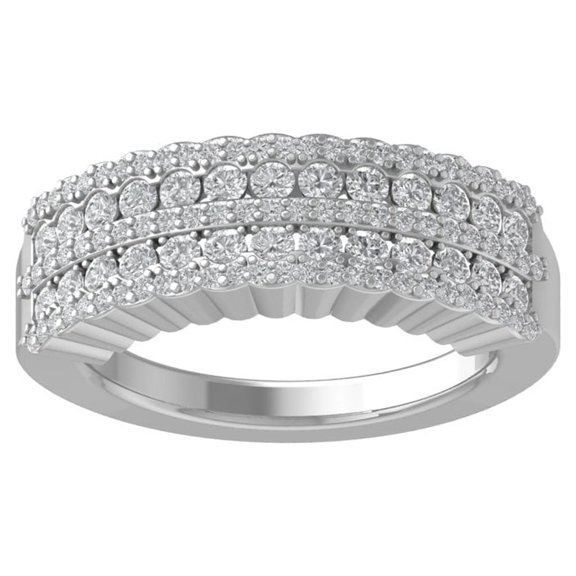 Araiya 10K White Gold Round Diamond Anniversary Band Ring (1 cttw, I-J Color, I2-I3 Clarity), Size 10