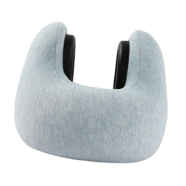 Almohada de viaje ligera, portátil, suave, en forma de U, para dormir durante largos periodos. Azul