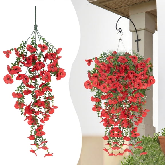Artificial Hanging Flowers for Outdoor, Artificial Violet Hanging Plant & Flowers for Outdoor Home Wedding Garden Yard Hanging Baskets Wisteria Garland Decoration, 1 Pcs, 29.5 Inches