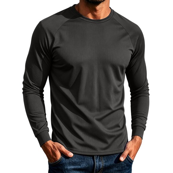 Wuztai Mens Fall outdoor Sport Stretchy Running Shirts Round Neck Long Sleeve Slim Mesh Quick Dry Tops