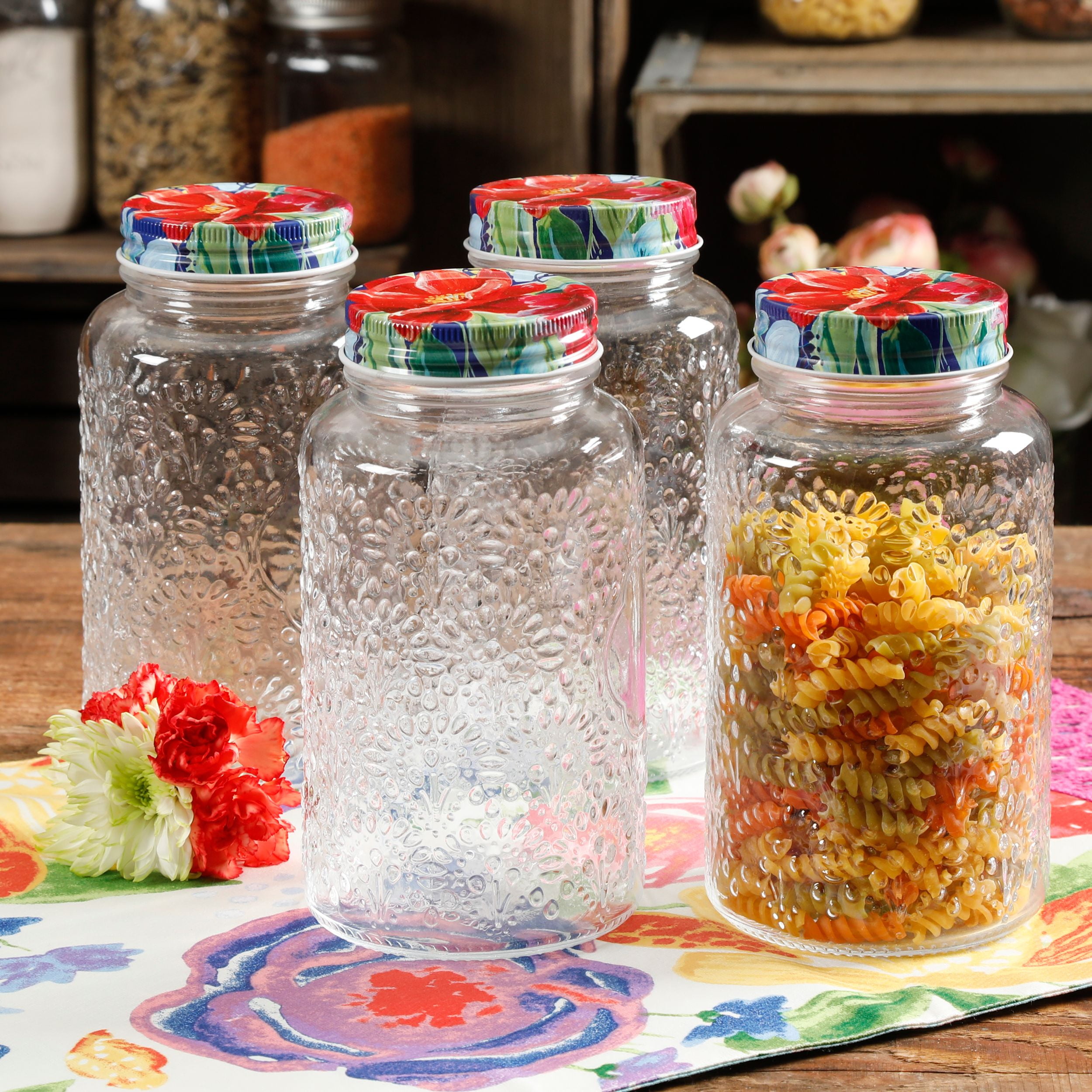 The Pioneer Woman Pioneer Wmn 4pk Quart Storage Jars