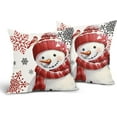 thumbnail image 4 of Winter Snowman Snowflake Pillow Covers 18x18 Inch Red Christmas Throw Pillow Covers Set of 2 Xmas Winter Holiday Pillowcases Cushion Covers for Couch Home Decor, 4 of 7