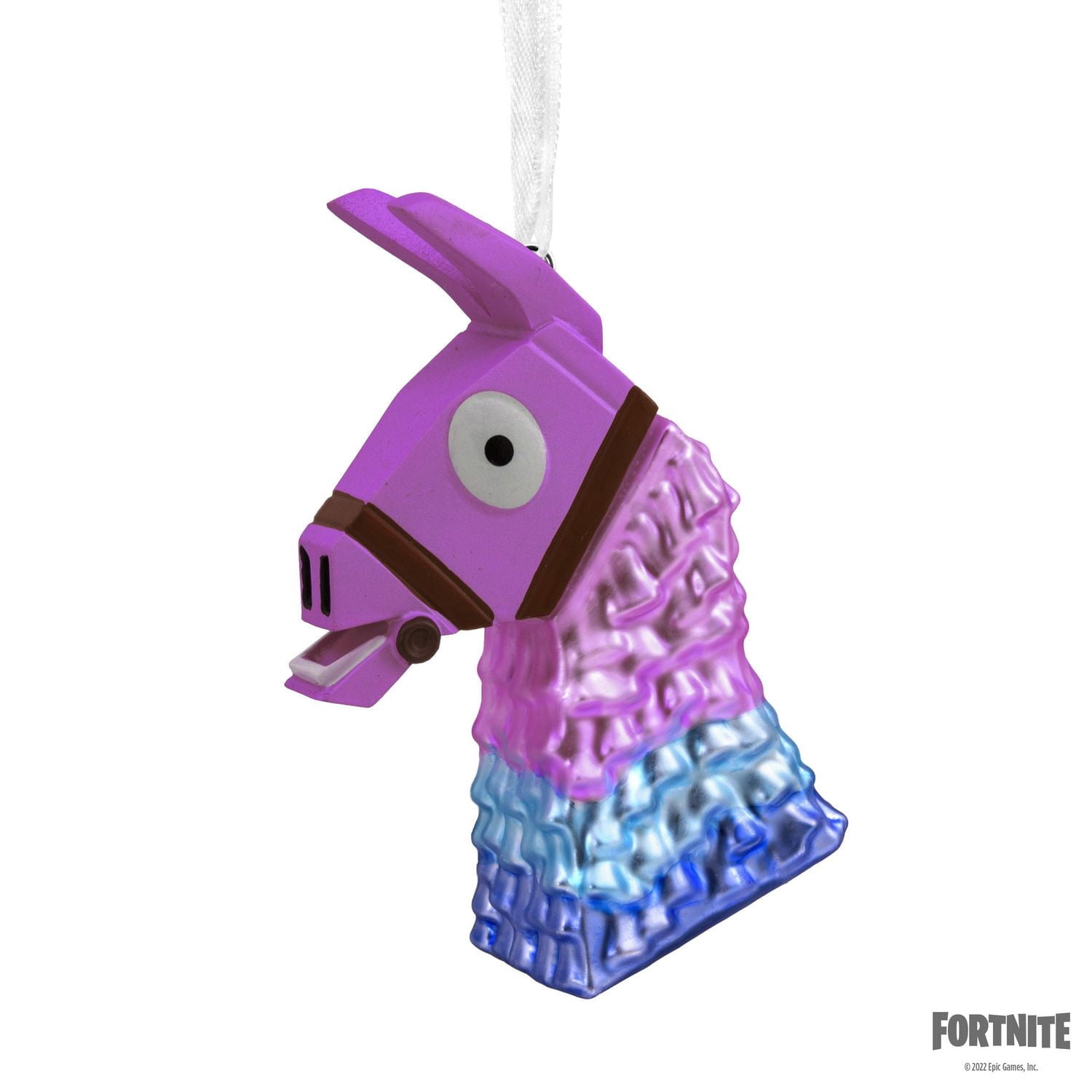 Décoration Hallmark de Noël (Tête du lama à butin, Fortnite, en verre soufflé)