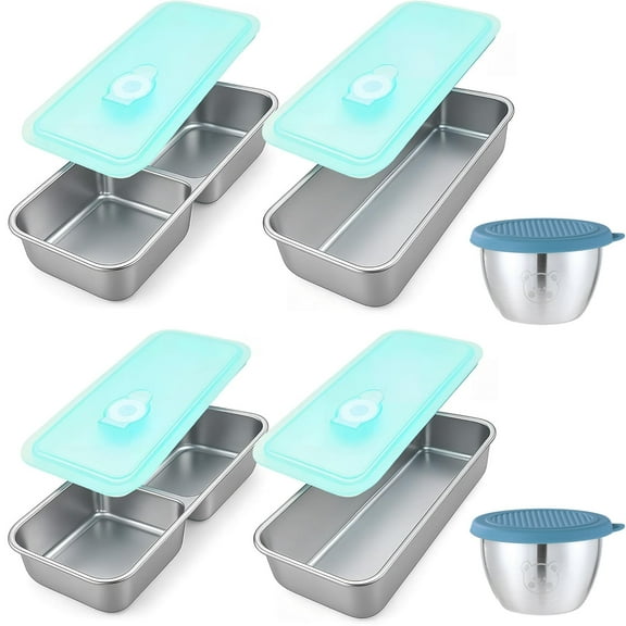 6PCS Stainless Steel Snack Containers, Stainless Steel Food Storage Container with Lid, Salad Dressing Container for Fridge Fruit Container Airtight Crisper Box