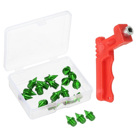 Uxcell 1/4" Track Shoes Spikes Cross Country Replacement Spikes with Spike Wrench Green 16 Pack