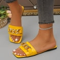 thumbnail image 5 of HWRETIE Women's Open Toe Chain Decor Slide Sandals Summer Fashion Casual Slippers Lightweight Flat Shoes for Daily Wear Vacation Outdoor Use Yellow, 5 of 5