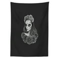 thumbnail image 3 of Ambesonne Day of the Dead Tablecloth Rectangular Table Cover, Calavera Girl, 60"x84", Charcoal Grey Pale Grey, 3 of 4