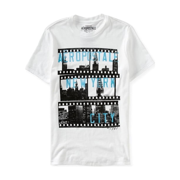 Camiseta gráfica Aeropostale para hombre Picture roll NY blanca extra pequeña