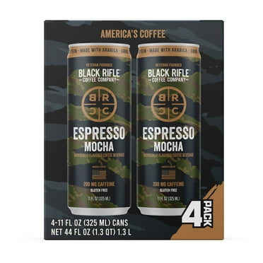 Black Rifle Coffee Company Iced Espresso Mocha, Ready to Drink for Instant Energy 4 Pack, 11oz, Can