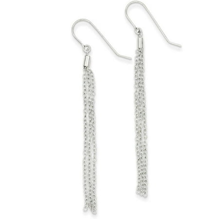 14kt White Gold Diamond-Cut Chain Wire Earrings
