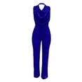 thumbnail image 5 of Women's Shiny Stand Collar Jumpsuit Straight Trousers Nightclub Wear, 5 of 5