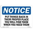 thumbnail image 1 of SignMission OS-NS-A-1218-L-16441 12 x 18 Po. OSHA Notice Sign - Avis Remet les Choses à Place, 1 of 1